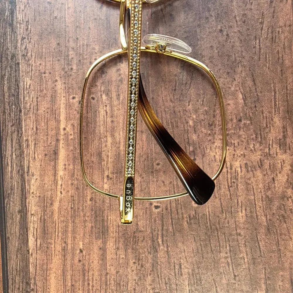 Vogue Women's Gold Frame Eyeglasses 53-17 135mm‎ Square Metal FRAMES ONLY